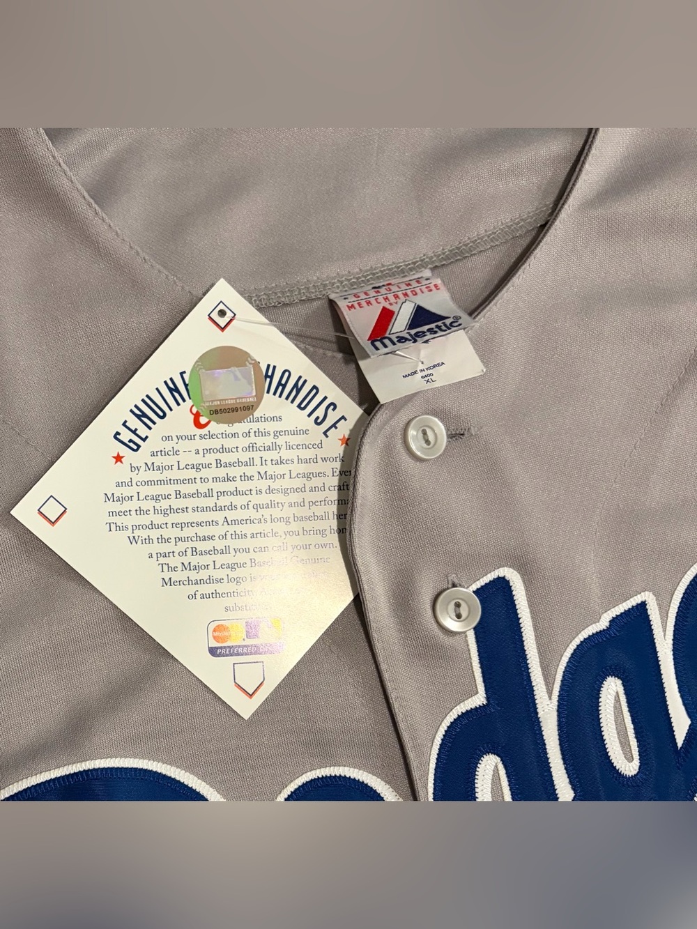 Majestic Authentic LA Dodgers Road Hideo Nomo #16 Japan MLB Jersey Men’s Sz: XL - Picture 5 of 8